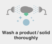 Wash a product / solid thoroughly